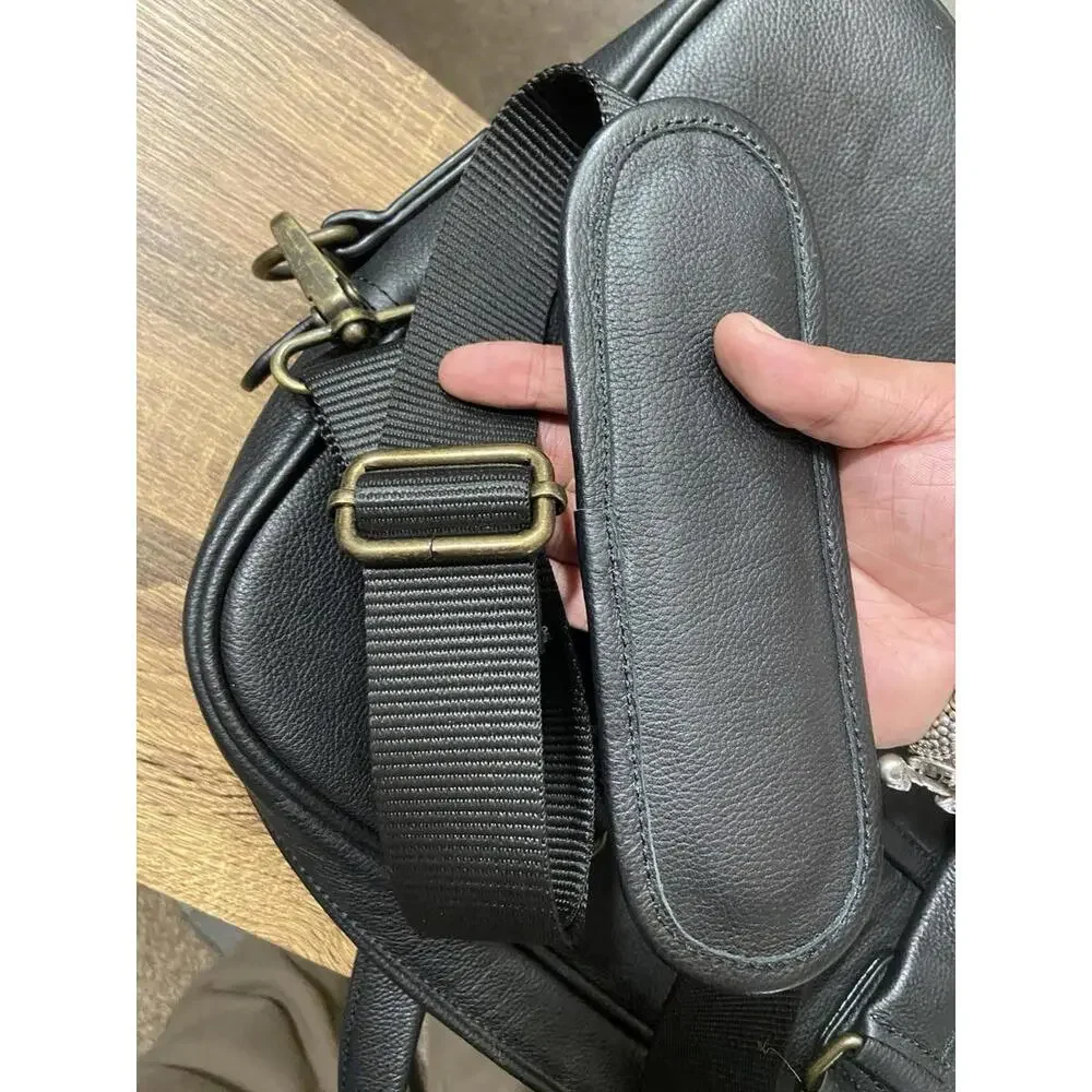 Quavaro Black Eagle Briefcase W Strap, Heavy Duty Leather